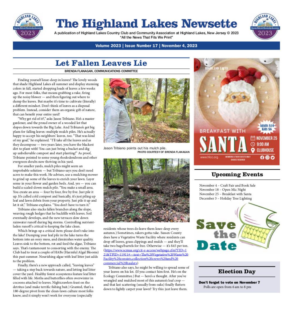 Highland Lakes Newsette Cover 2023.11.04