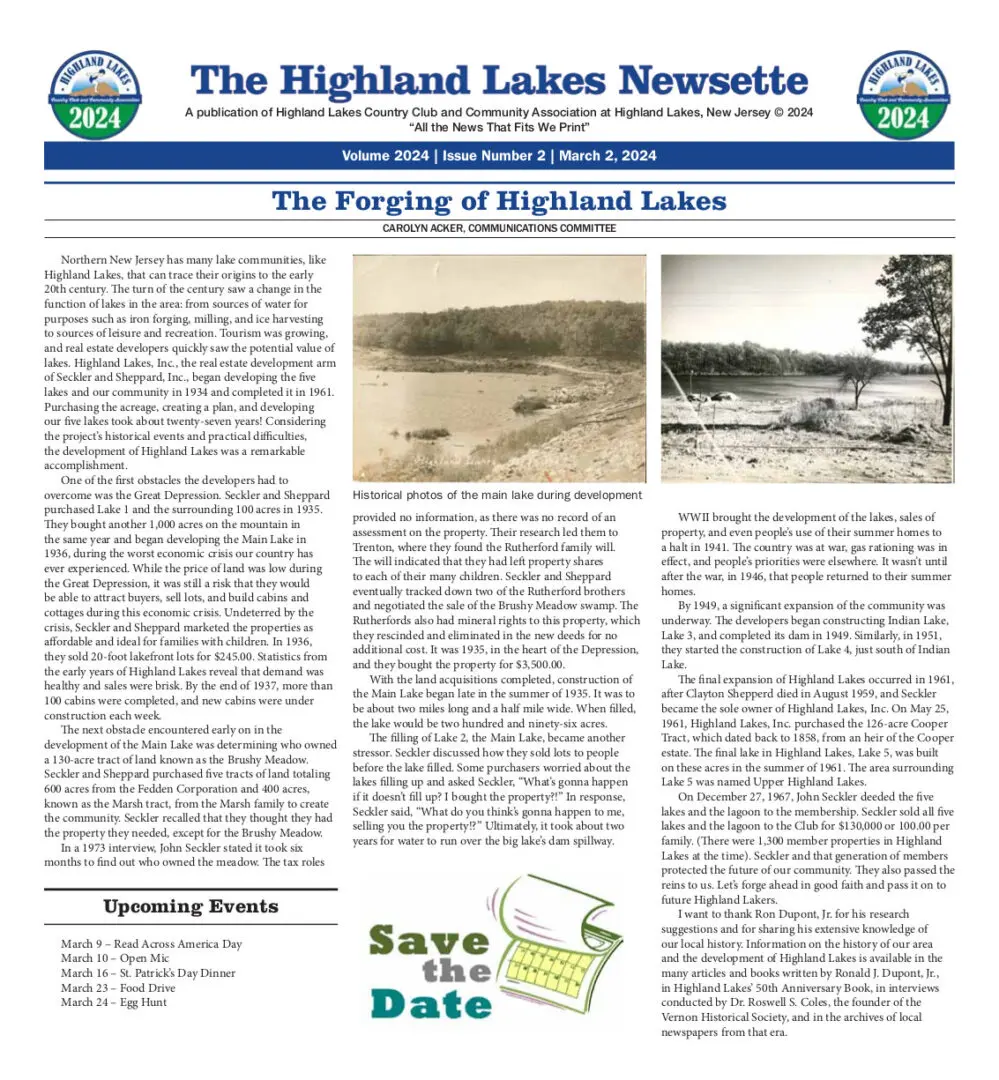 Highland Lakes Newsette Cover 2024.03.02