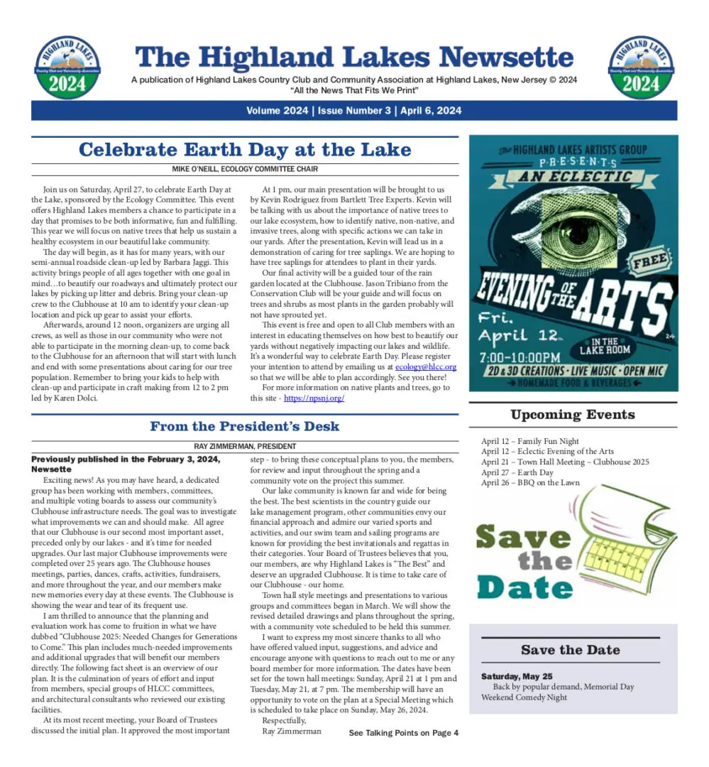Highland Lakes Newsette Cover 2024.04.06