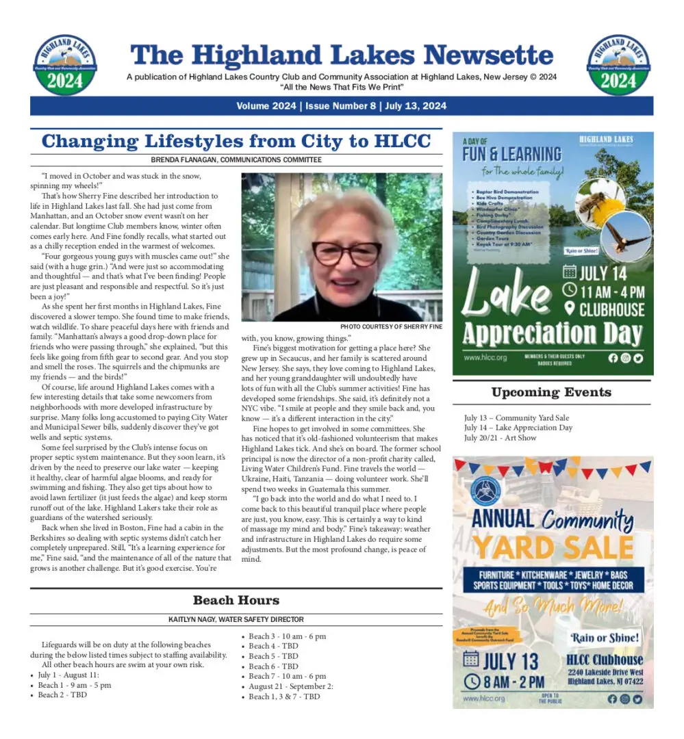 Highland Lakes Newsette 2024.07.13 Cover