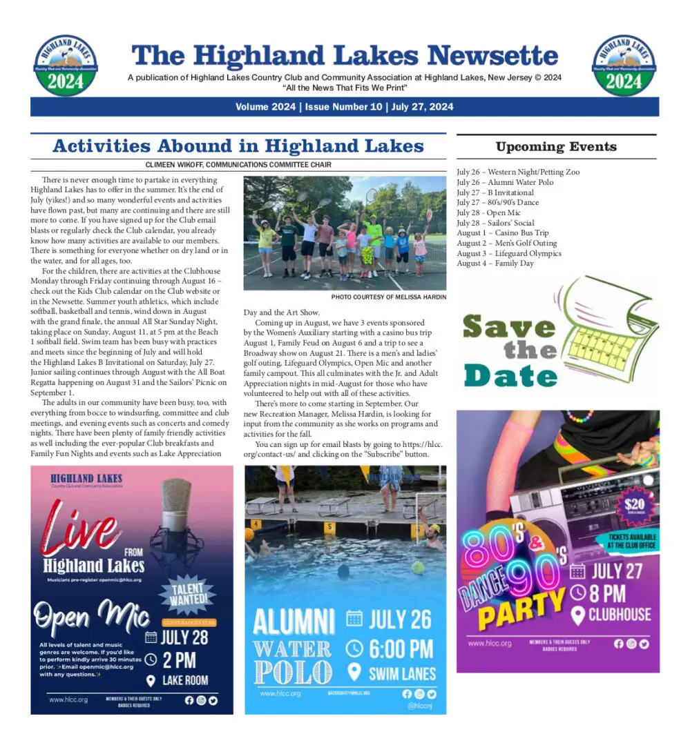 Highland Lakes Newsette Cover 2024.07.27