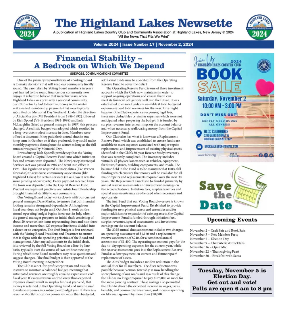 Highland Lakes Newsette Cover