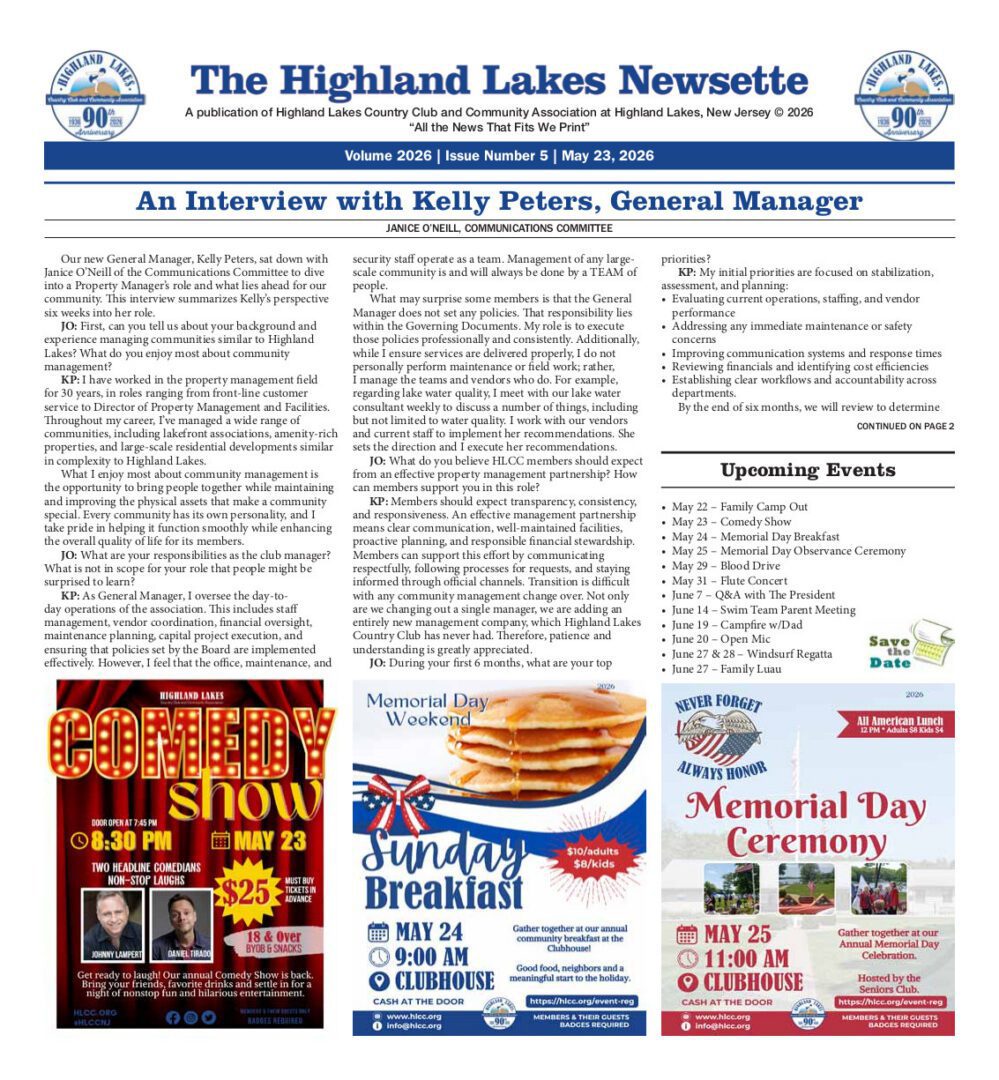 Highland Lakes Newsette 2026.05.23 Cover