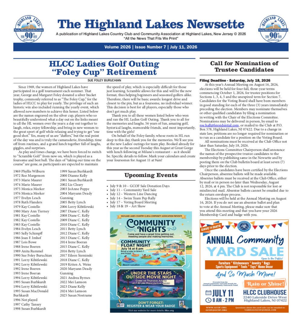Highland Lakes Newsette Cover 2026.07.11