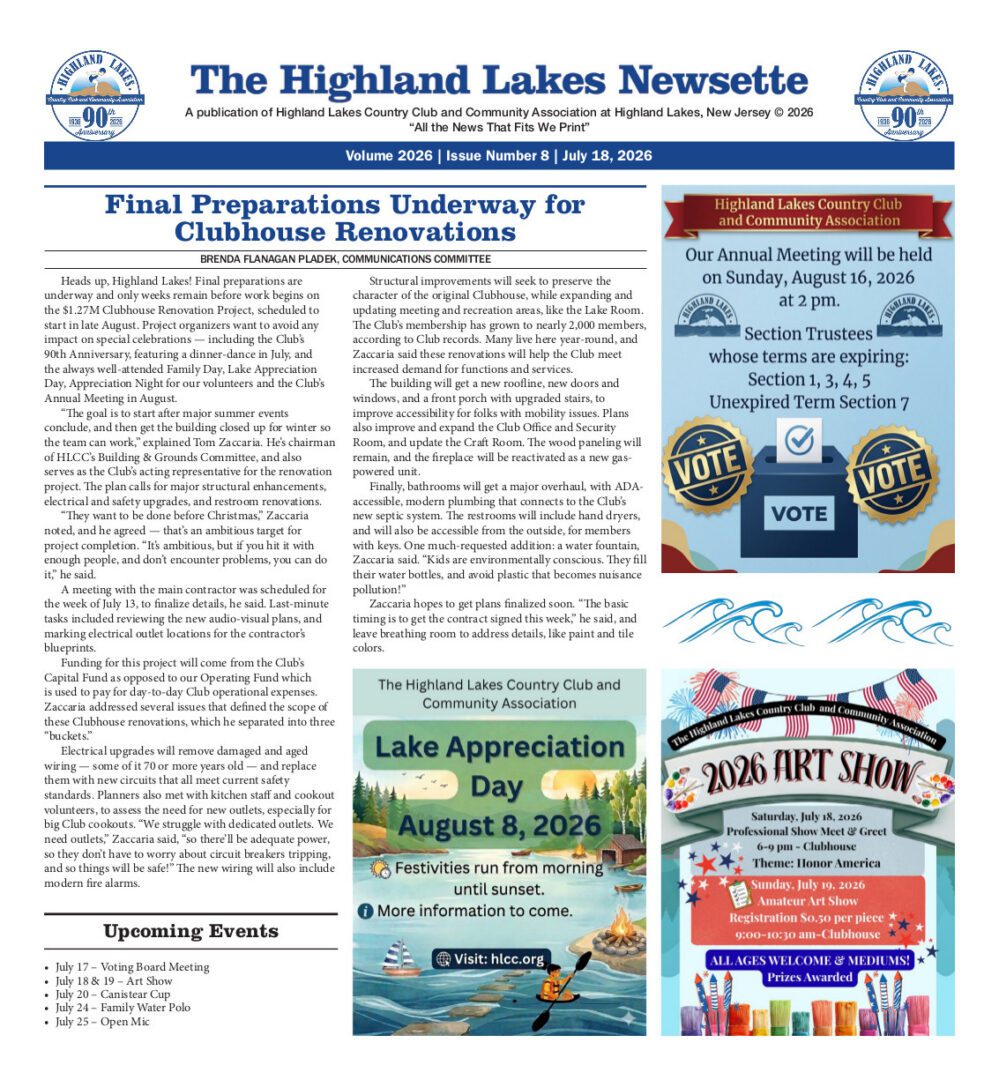 Highland Lakes Newsette Cover 2026.07.18