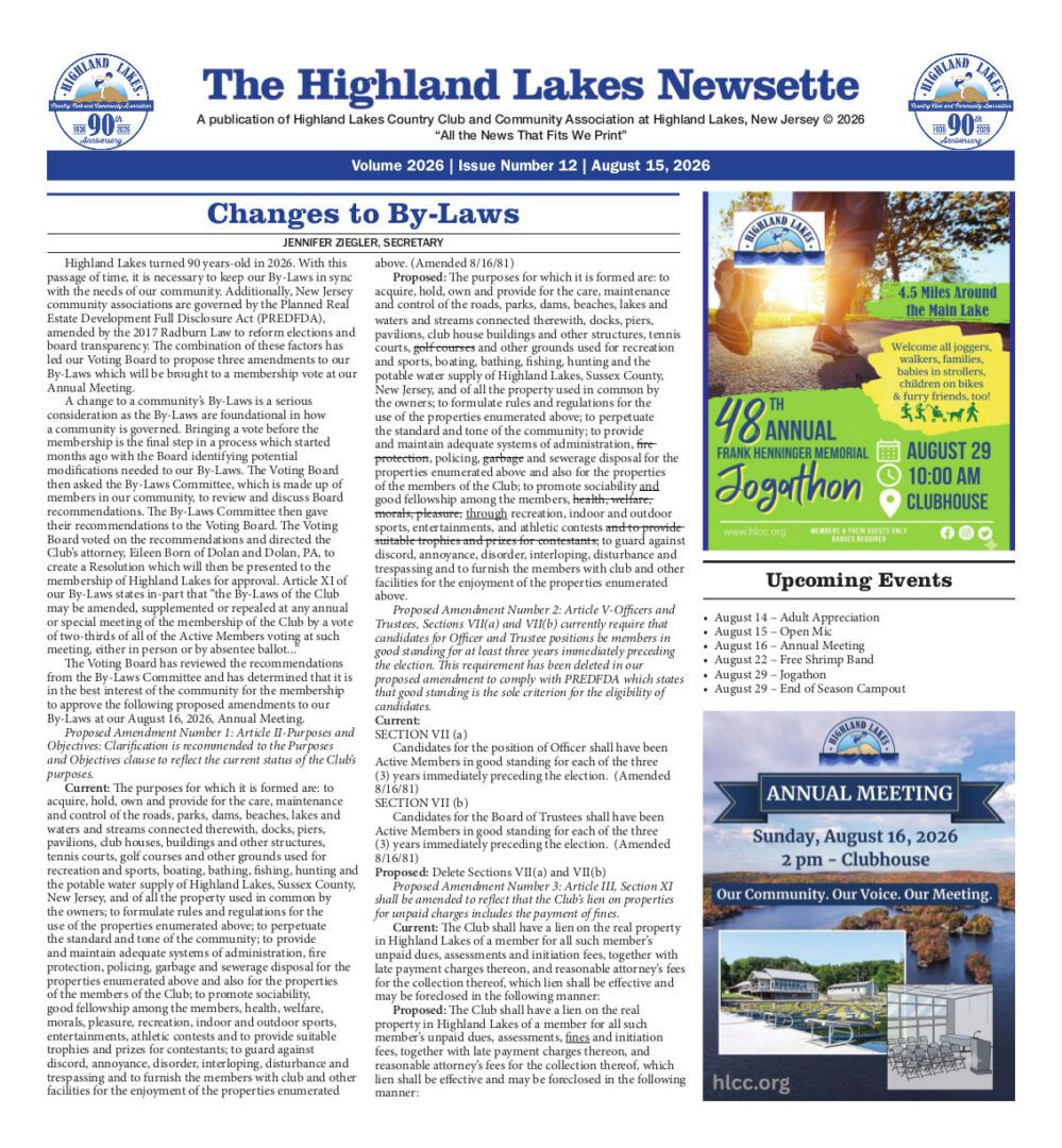 Highland Lakes Newsette Cover 2026.08.15